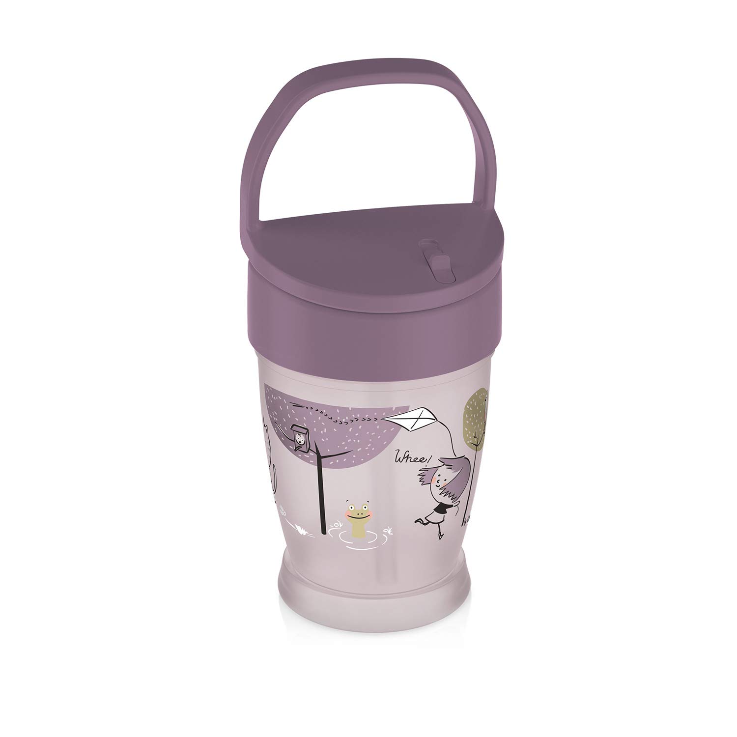 LOVI Leak-Proof Drinking Cup with Soft Silicone Straw for Children | Straw Bottle with a Handle, lid, Click&Go Closure and a Safe-Lock