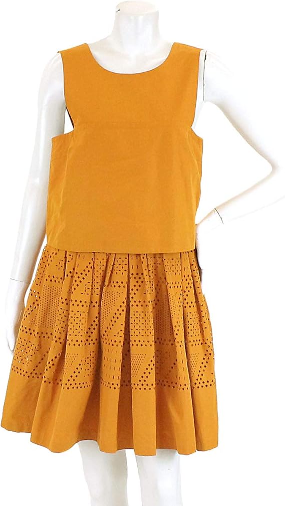Amazon フェンディ Fendi ワンピース パンチング ノースリーブ ひざ丈 マスタード オレンジ サイズ 42 レディース 中古 90057024 ワンピース チュニック 通販