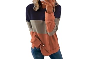 CLLIOS Crewneck Sweatshirts Women Oversized Long Sleeve Color Block Tops Drawstring Pullover Hoodies Plus Size Slit Shirt