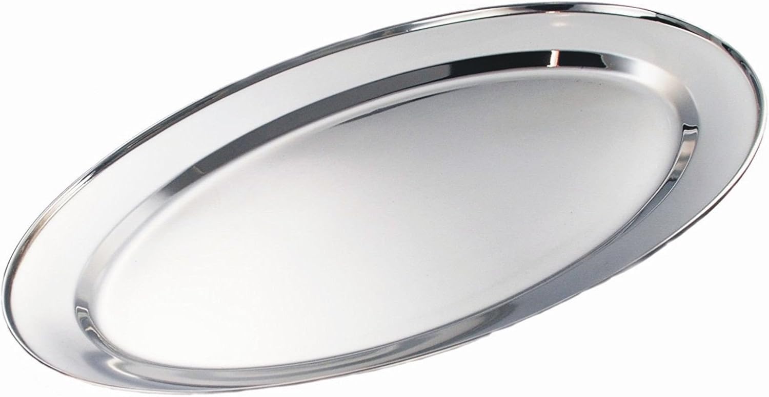 Multipurpose Stainless Steel Serving Platter Oval Dish Food Tray (40cm