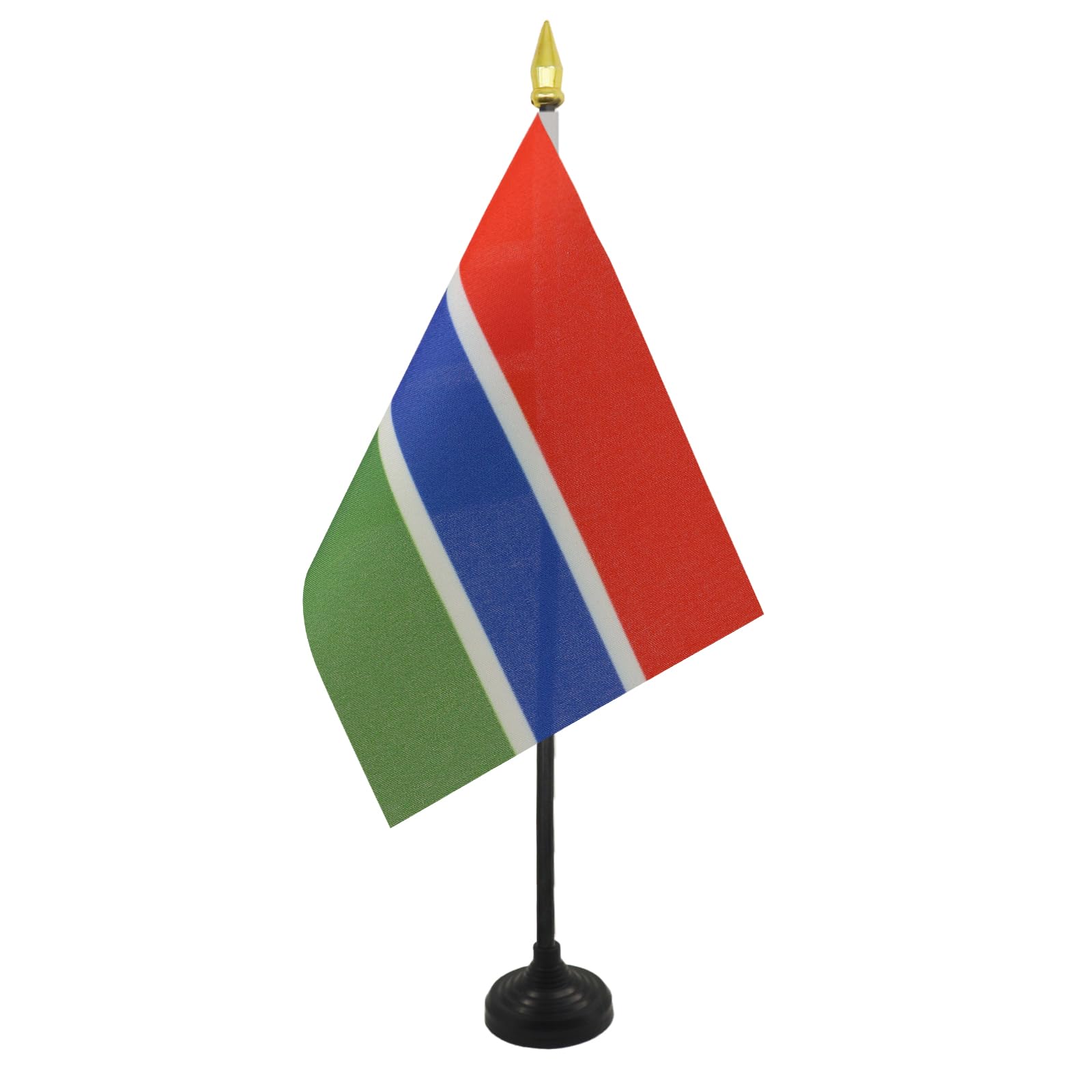 AZ FLAG - Gambia Table Flag 4'' x 6'' - Gambian Mini Desk Flag 100% Polyester 15 x 10 cm - Office Mini Banner with 10'' Pole - Golden Spear
