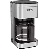 KRUPS Coffee Maker 10 Cups Simply Brew Stainless Steel Drip Coffee Maker, 900 Watts Coffee Filter, Drip Free, Dishwasher Safe Pot , Black &amp; Silver