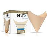 Chemex Unbleached, Pour Over FSU-100, 100ct | Unbleached Oxygen-Cleansed Paper, Thicker, Eco-Friendly