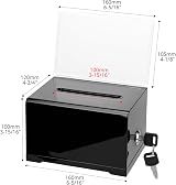 QWORK Black Acrylic Donation Box with Lock and Sign Holder 6.3 x 4.8 x 4 in view 6