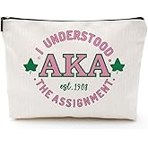 Sorority Themed Gifts for Sisters Pink and Green Makeup Bag for Women - Cute Small Cosmetic Pouch, Sisterhood Gift for Best Friend, Black Girl Essentials