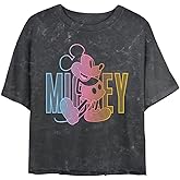 Disney Characters Gradient Mickey Women's Mineral Wash Short Sleeve Crop Tee