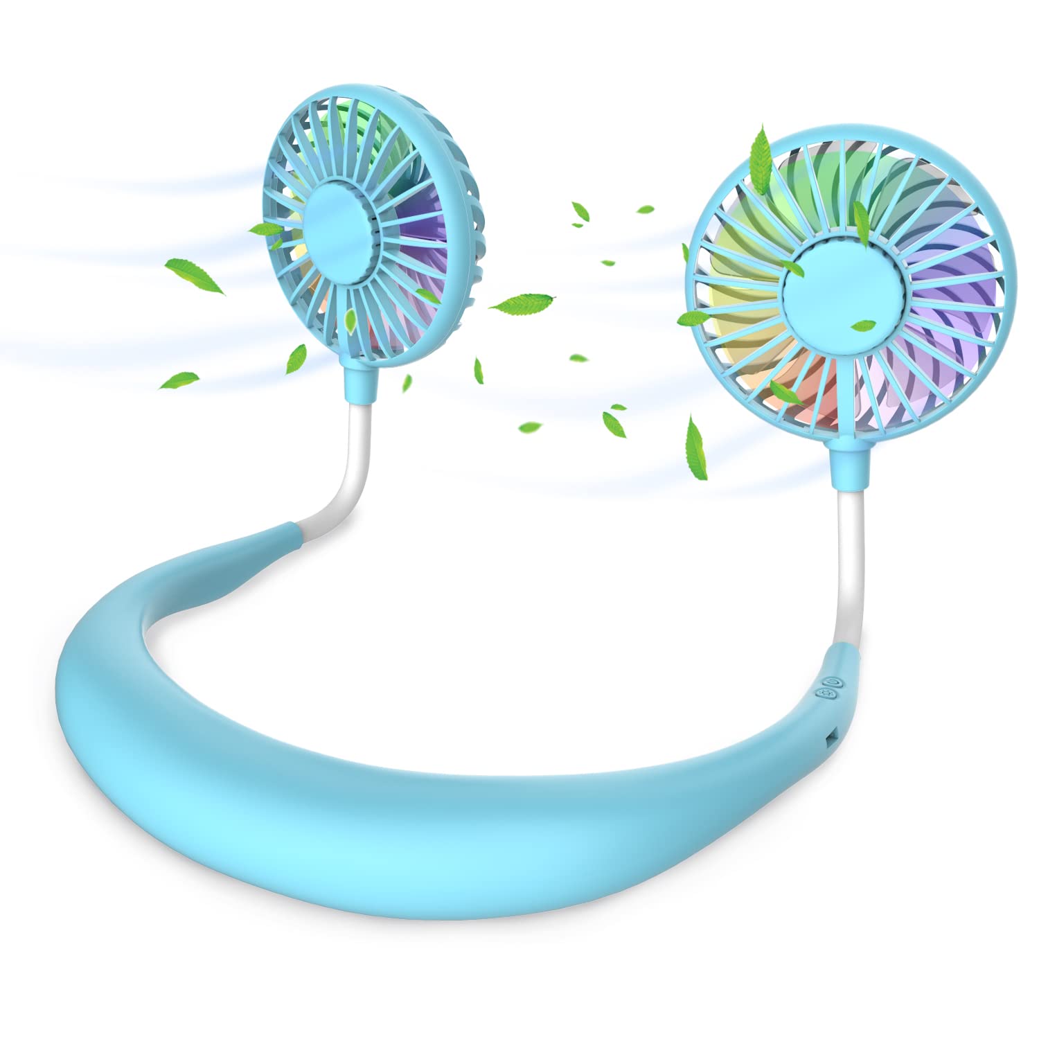ITSHINY Neck Fan, Portable Fan, Mini USB Fan, Rechargeable Neck Fan, Dual Head Air Cooler 3 Speeds for Outdoor Camping Office Room