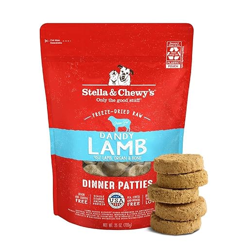 Stella & Chewy's Freeze-Dried Raw Dinner Patties - Dandy Lamb Recipe - High Protein Grain-Free Puppy & Dog Food - Perfect For Picky Eaters - 25 oz