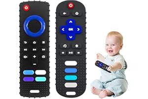 ERSIHUA 2-Pack Baby Teething Toys-TV Remote Control Shape Silicone Infants Teething Toys for Babies 0-18 Months,BPA-Free (2packs-Black)