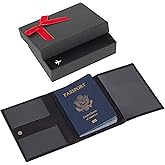 Pilot Wallet Passport Holder for Travel - RFID Blocking Genuine Leather Travel Document Holder with Gift Box Passport Wallet for Pilots Men and Women