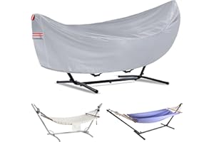 BETERNY Waterproof 11-12 Hammock Cover, 210T Sun Rain UV Dust Snow Protection Outdoor Hammock Covers with Windproof Straps & Soft Cotton Lining for Hammock with 55 inch Spreader Bars -Silver