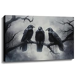 Dark Academia Canvas Wall Art Raven Picture Gothic