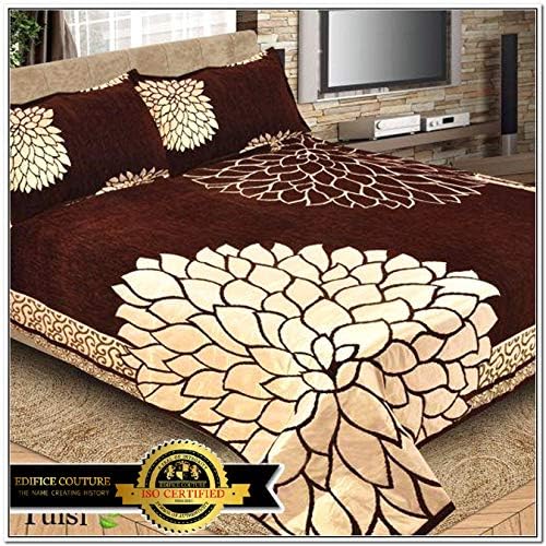 Edifice Couture Chenille Panel Print Chenille Bedsheet Set - Grey (21_tl_Chenille_bd_sht_st_6-Grey)