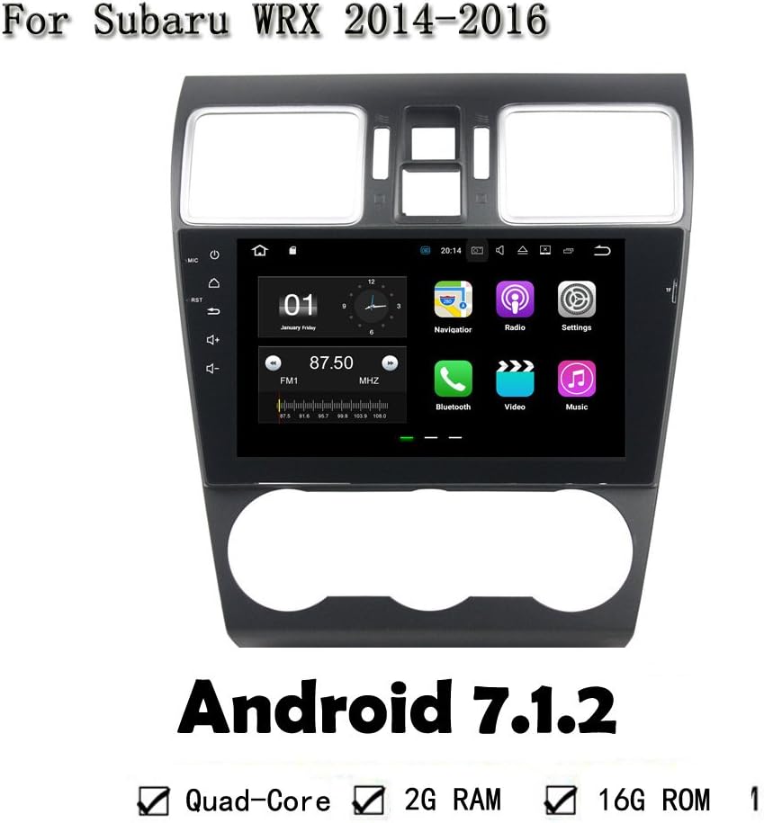 1024x600 Quad 4 Core 2G RAM 16GB ROM Android 7.1.2 PC Car Multimedia GPS Navigation Head Unit For Subaru WRX 2014 2015 2016