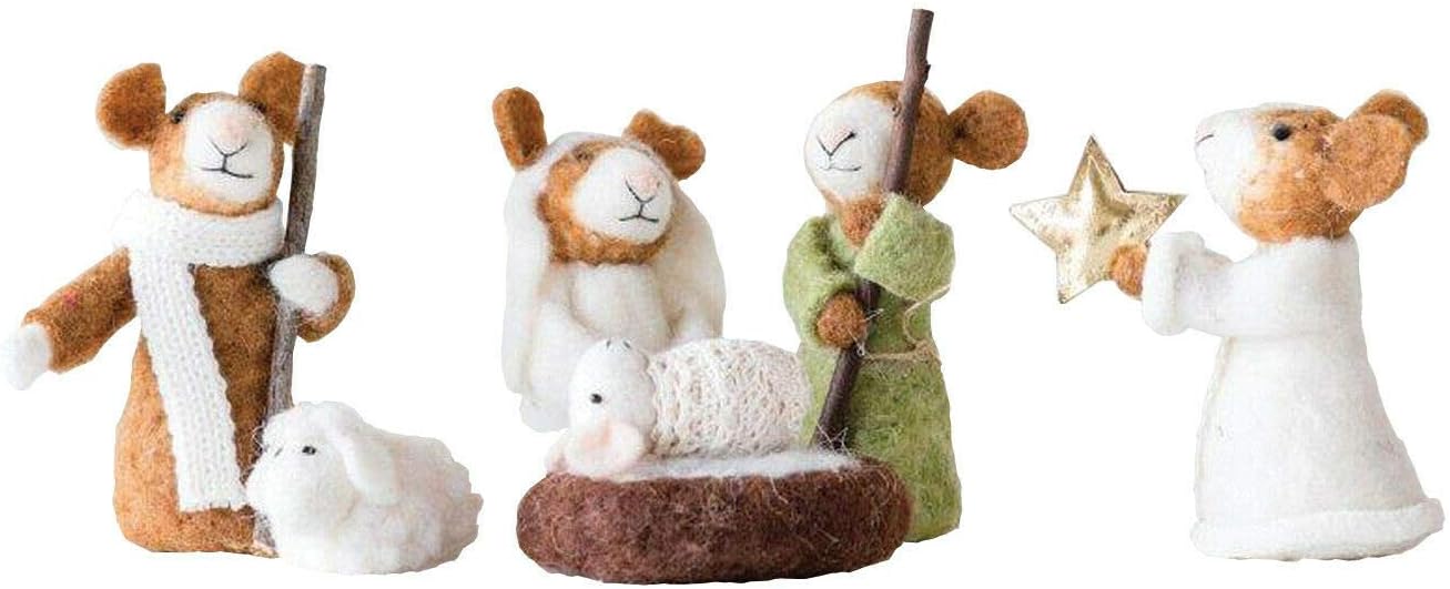 6Piece Set Christmas Holiday Decoration Mouse Nativity