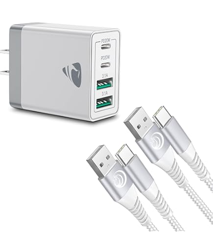 thumbnail image 2 of Aioneus 40W Multi Port USB C Charger Block 2 Pack Fast Charging For Iphone 15 16 Samsung White 2 Pack 2 of 12