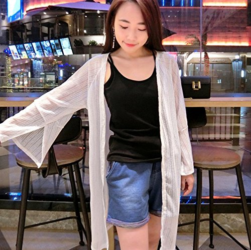Freedi Women kimono UV Sun Protection Clothing Cover up Blouses Long Sleeve Top Cardigan Coat Jacket - Thumbnail 2