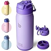 BOTTLE BOTTLE 16 oz sports water bottle stainless steel insulated kids water bottle with straw and pills holder for gifts and school (purple)