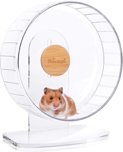 Niteangel Super Silent 10-Inch Hamster Wheel Adjustable Stand Medium Transparent