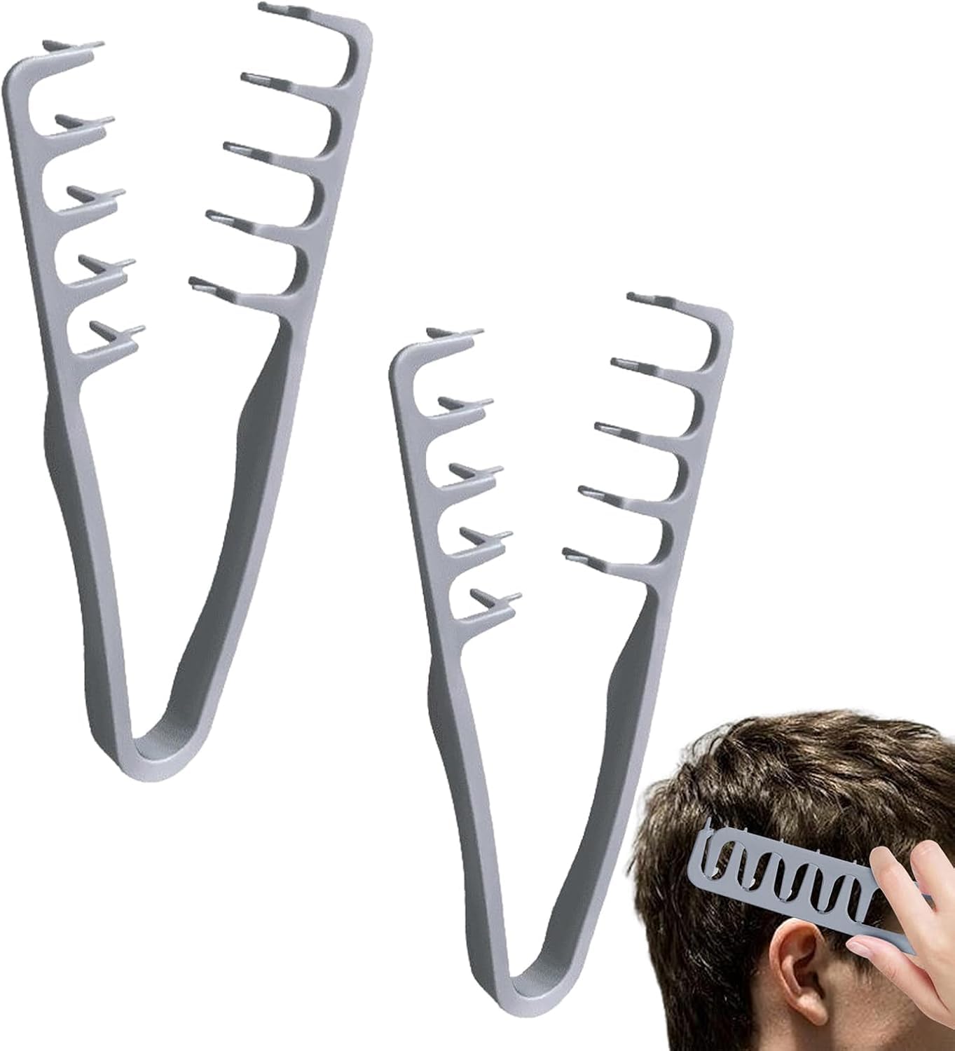 Photo 1 of 2Pcs Texture Comb, Volumizing Wide-Tooth Hair Texture Styling Comb, Men's Fluffy Texture Hair Styling Appliances, Anti-Frizz Styling Tool for Men & Women