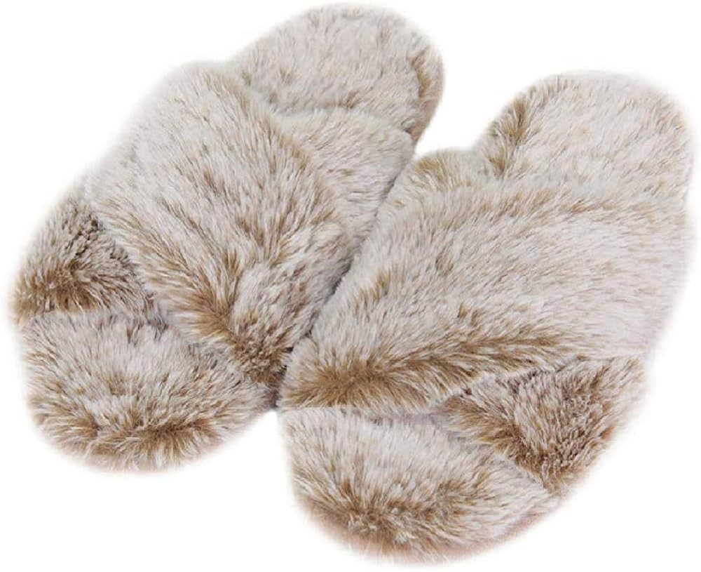 fuzzy cross slippers