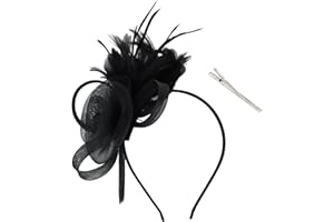 AMCAMI Fascinators Hats with Feather for Women 2025 Derby Hats Small Tea Party Hat with Headband