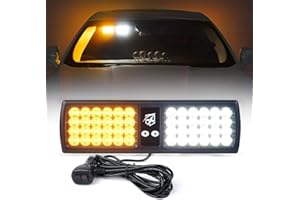 Xprite White Amber 48LED Visor Strobe Flashing Lights Interior Windshield Sunshield Hazard Warning Lights for Law Enforcement Emergency Vehicles Trucks