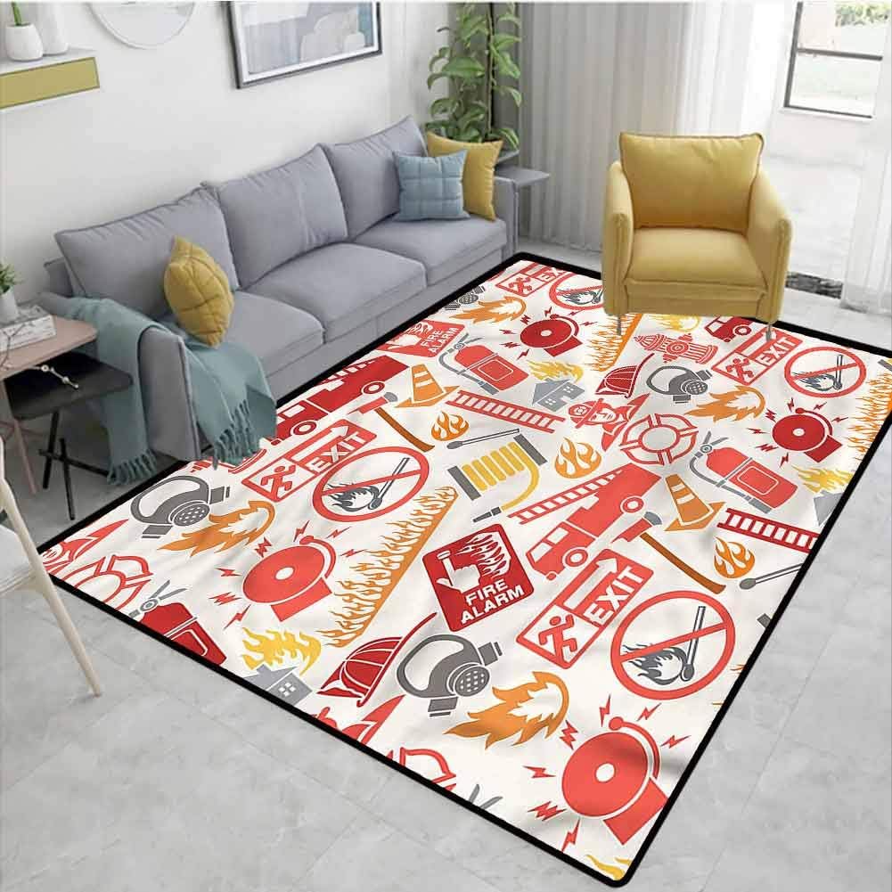TableCoversHome Fire Truck Chevron Area Rug for Nursery