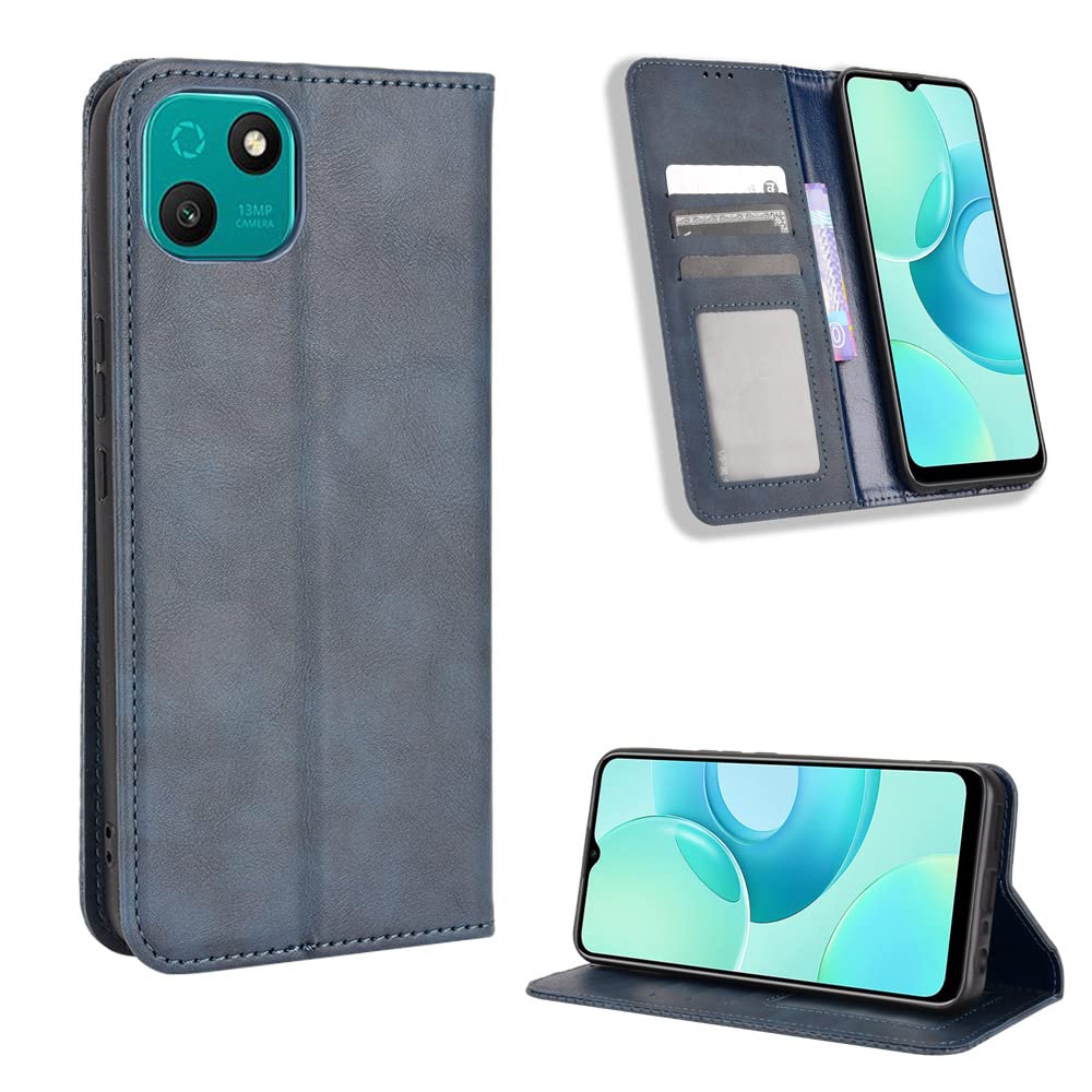 BellaCase Wiko T10 Case [Wallet Case] [Kickstand] [Card Slots] [Magnetic Flip Cover] Compatible with Wiko T10 Smartphone(Blue)