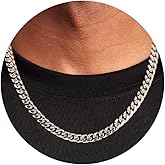 ZNBOH Silver Cuban Link Chain Necklace for Men Stainless Steel Chains for Men Women Miami Tone Diamond Cut Chain Necklaces Accessories Jewelry 4/6/10mm 18/20/22/24/26 Inch