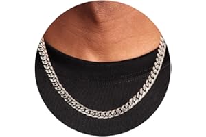 ZNBOH Silver Cuban Link Chain Necklace for Men Stainless Steel Chains for Boys Women Miami Tone Diamond Cut Chain Necklaces Accessories Jewelry 4/6/8/10mm 18/20/22/24/26 Inch