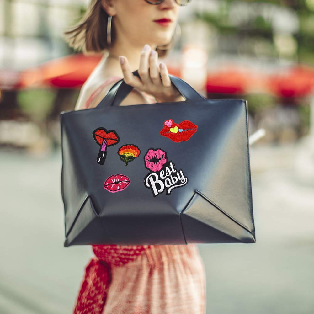 25PCS Lip Embroidered Patches, DIY Assorted Sew On/Iron On Patch Applique Clothes