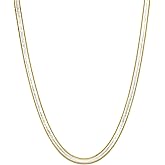 Primavera Italy Two-Tone Herringbone Chain Necklace, 18Kt Gold & Sterling Silver, 18-Inch with Lobster Clasp