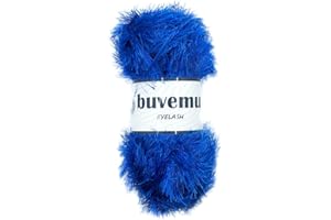 Buvemu Eyelash Fun Fur Yarn 100 Gram (3.53 Ounces) 175 Yards (160 Meters) (Royal Blue)