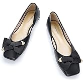 C.Paravano Women Ballet Flats | Dress Shoes for Women | Square Toe Flats | Lambskin Leather Insole | 0.6 in low heel | Comfortable Dressy Shoes | Flats | Memory padded | Bow Slip-On | Classic &amp; Chic