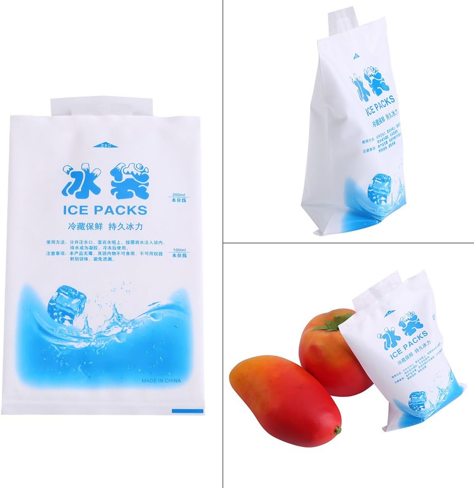 1 X10pcs Reusable Dry Ice Gel Packs PE Food-Grade Freezable Cooler Gel Bag for Injuries Treatment Food Storage Shipment Long-Lasting Cold Source After Adding Water and Refrigeration (400mL) - Image 5