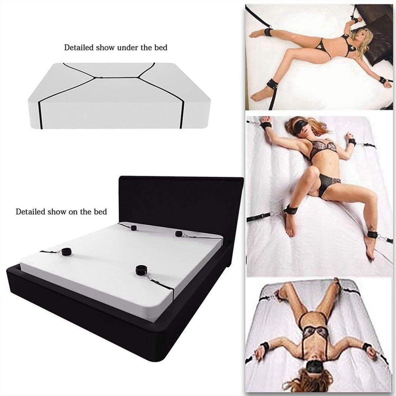 Cheap Bed Rêštráint with Adjustable Soft PU Leather Ankle and Hand Wrist Cuff Straps for Couple Romantic Game for Fun