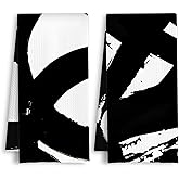 HSIASHENG Abstract Black and White Kitchen Towels, Boho Abstract Minimalist Dish Tea Towels, Boho Mid Century Modern Decorative Hand Towel for Bathroom Kitchen, 16x24 Inch Set of 2