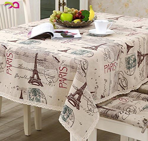 KINGDESON Cotton Linen Rectangle Vintage Letter Tower Print Tablecloth Multi Sized Multi Size