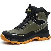 JSTDOIT Work Boots for Men Non Slip Steel Toe Shoes for Men Industry Construction Work Shoes Breathable High Top Steel Toe Boots Comfortable Lightweight Safety Snekaers
