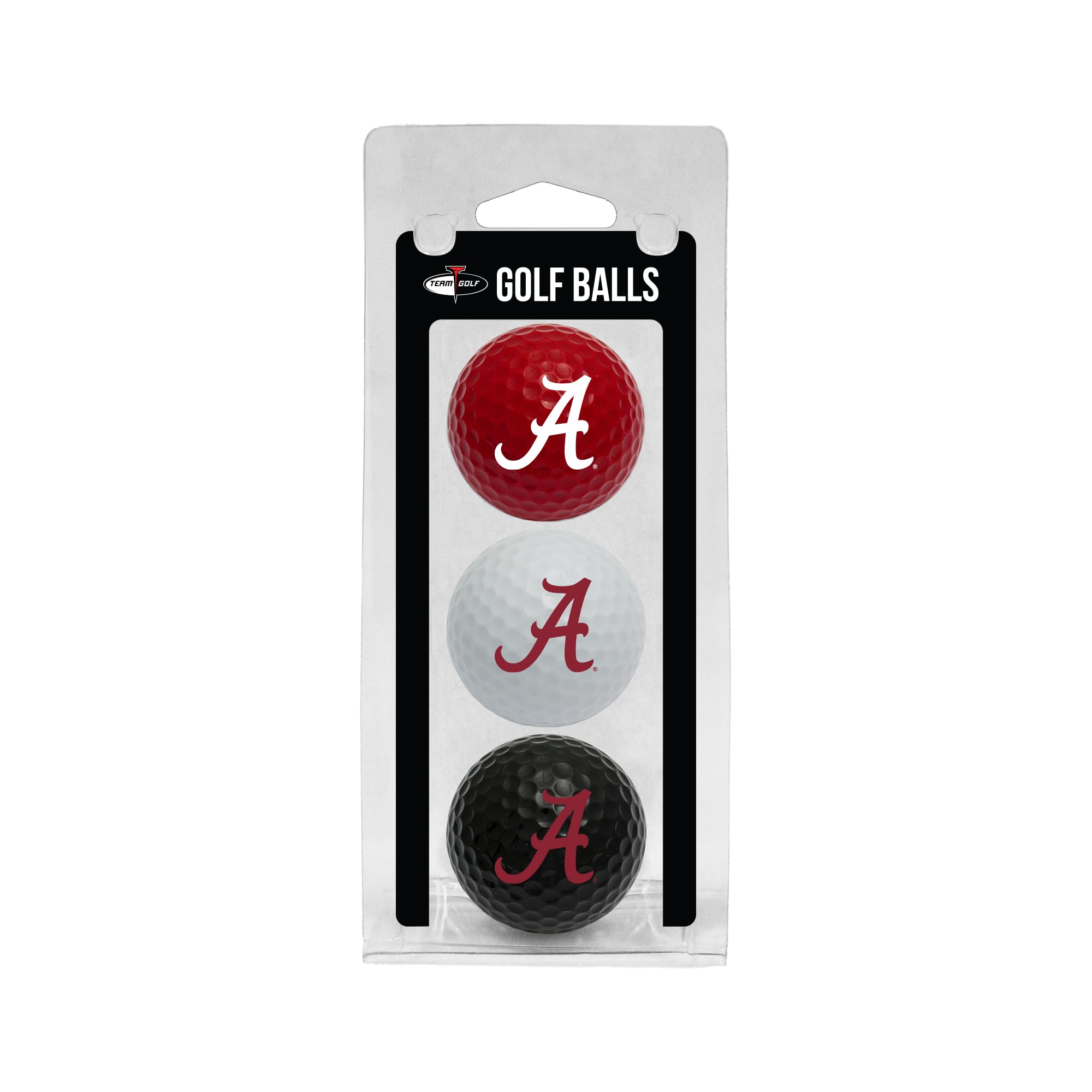 Team Golf NCAA Alabama Crimson Tide 3 Golf Ball Pack Regulation Size Golf Balls, 3 Pack, Full Color Durable Team Imprint
