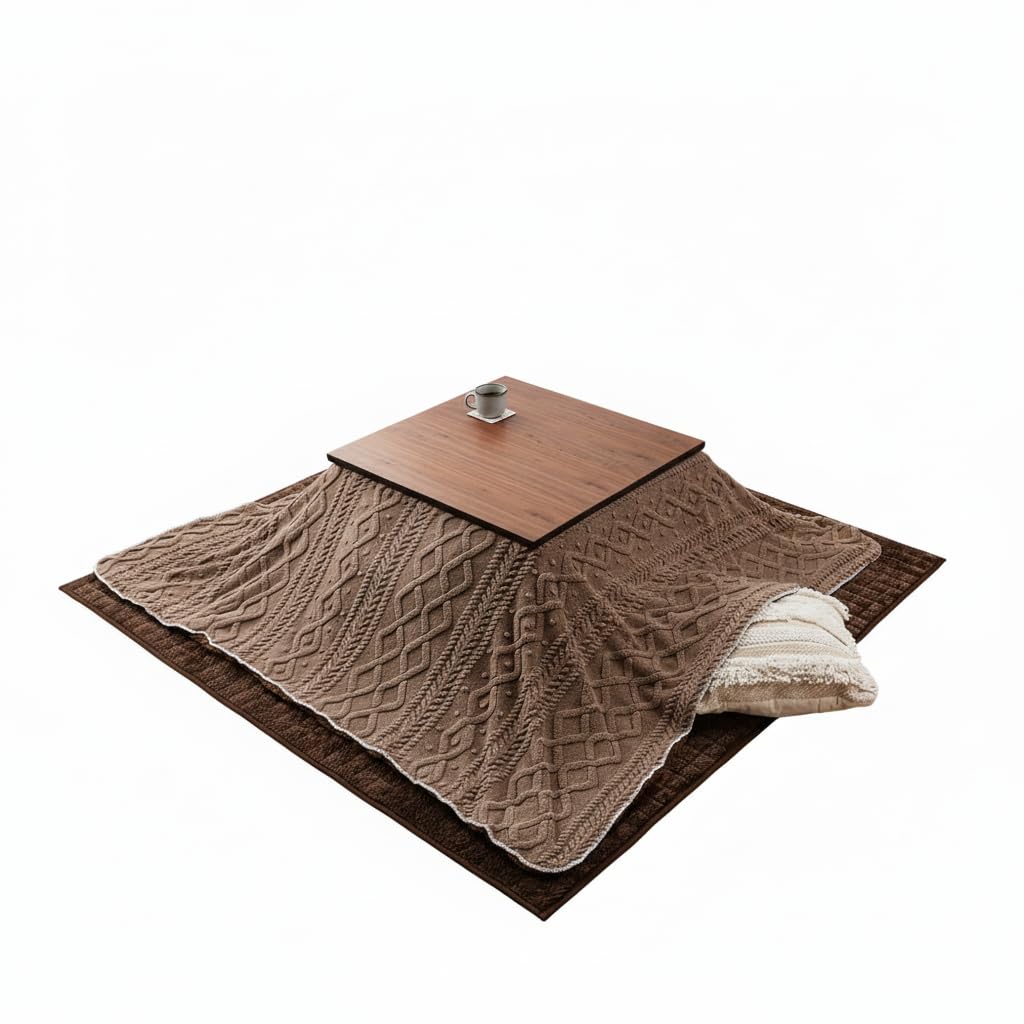 Photo 1 of ??????? Palette Life Kotatsu Futon Blanket (Cover Only), 3D Pattern Jacquard Boa, 72.8 x 72.8 inches (185 x 185 cm), Square, Brown