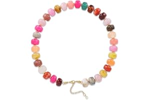 Thick Colorful Beaded Necklace, Bohemian Chunky Beaded Necklace Colorful Modern Jewelry for Women Fashionable Accessories