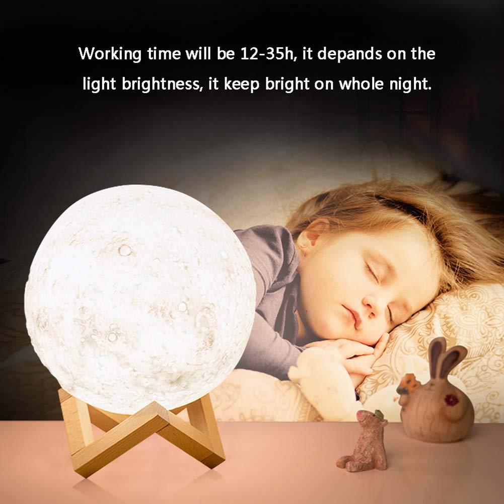 Shanglite 3D Moon lamp,100% 3D Printing LED 16 Colors Moon lamp Remote Control USB Rechargeable Lunar Moonlight LED. (4.8 inch)