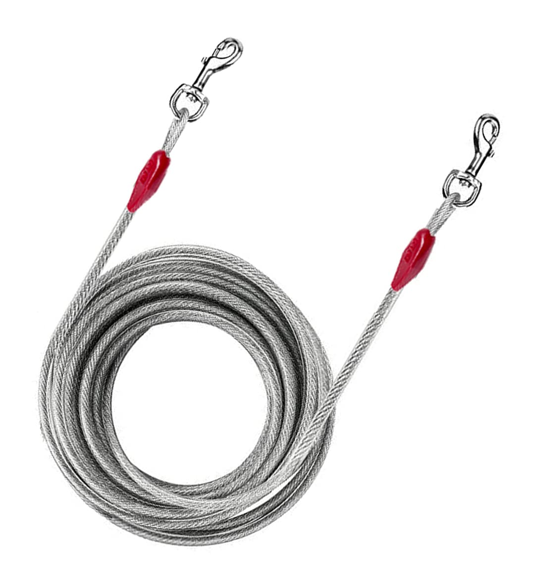 Heavy Duty Dog Tether - Tie Out Cable - 10ft (3m) Dog Chains for Outside - 125 lbs Tie Out Lead Leash for Steel Spiral Stake Outdoor Camping Travel (10 Feet)