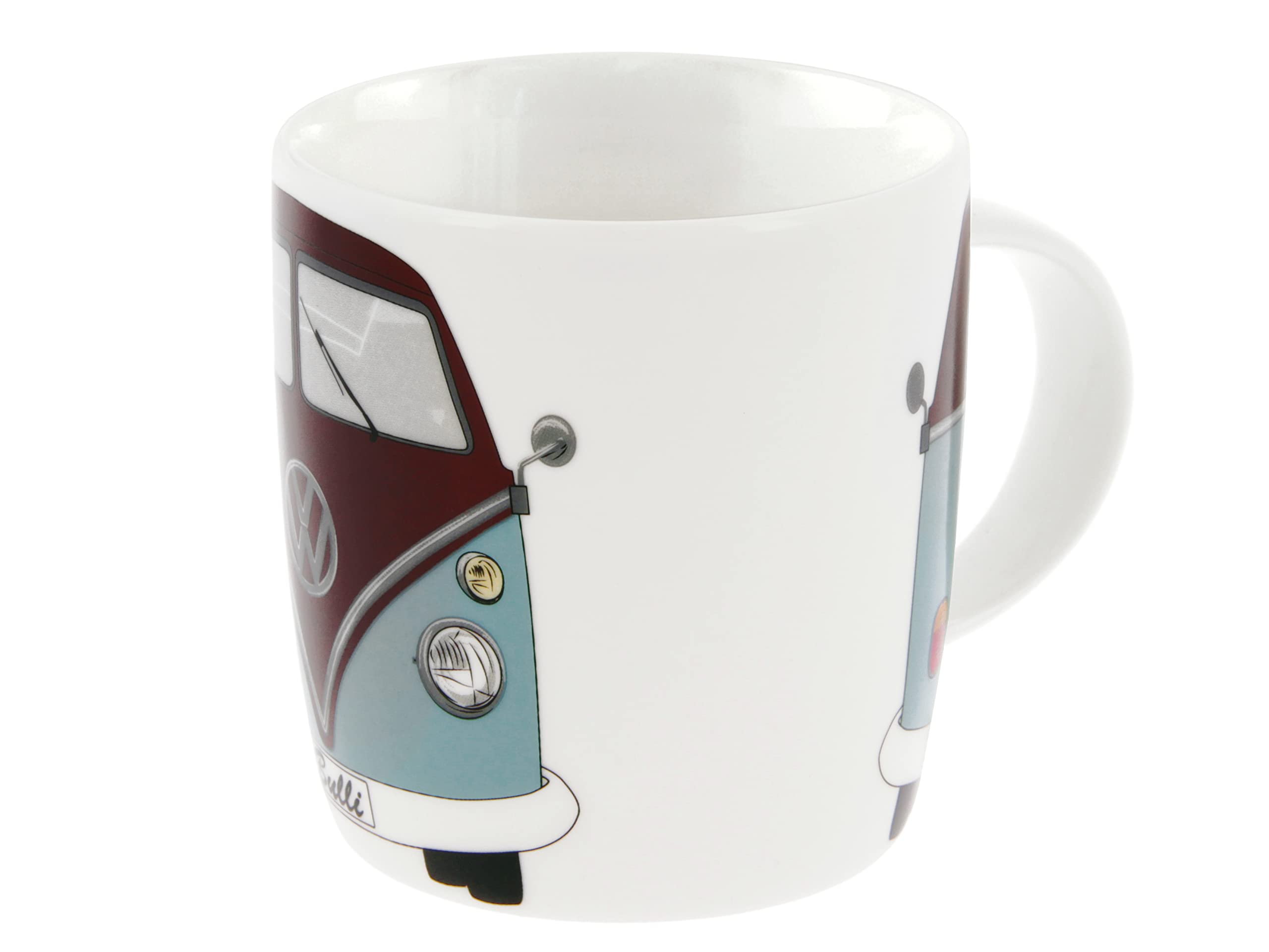 BRISA VW Collection - Volkswagen Large Ceramic Coffee-Tea-Cappuccino Mug Cup in T1 Bus Design (370 ml/12.5 fl oz/Bus Front/Petrol & Brown)
