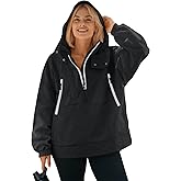 Yousify Women's Lined Waterproof Pullover Rain Jacket with Hood for Running Cycling Hiking