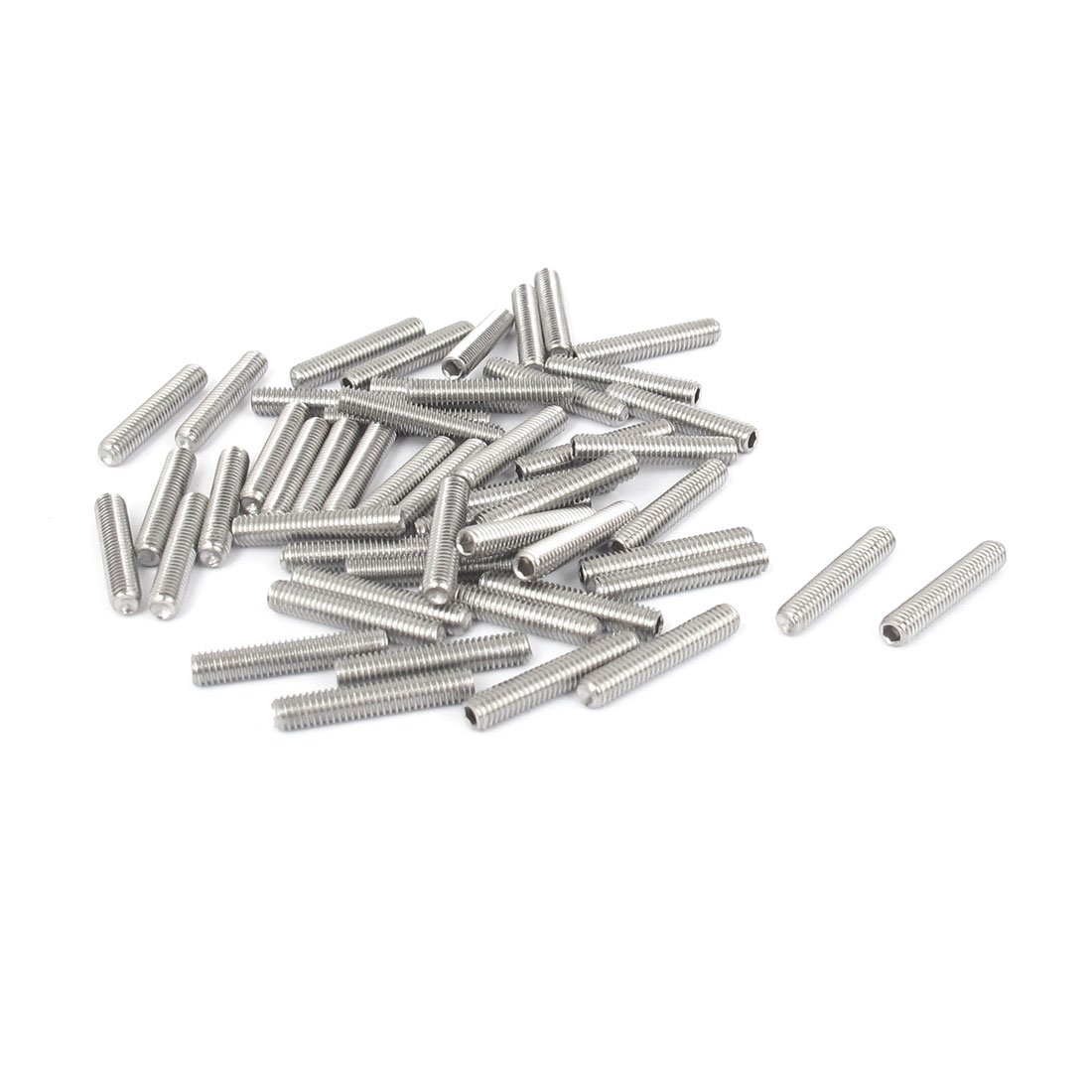 Sourcingmap M3x16mm Metric 304 Stainless Steel Hex Socket Set Cup Point Grub Screws Silver Tone for Towel Rack Door Knob 50pcs