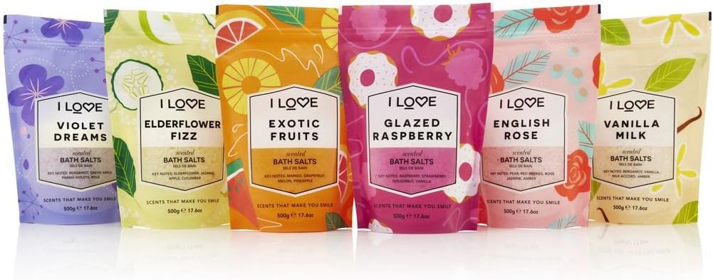 I Love Signature Glazed Raspberry Scented Bath Salts, with 99% Naturally Derived Ingredients - Image 5