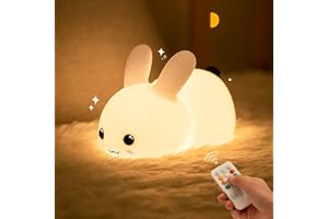 Myratts Cute Bunny Night Light for Kids, 7 Colors Kawaii Stuff Rechargeable Nightlights with Dimmable Light and Timer Setting, Birthday Eater Xmas Gift, Used for Camping Party Room Decor
